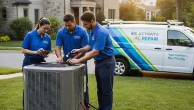 Professional AC repair technician servicing air conditioner unit in Philadelphia PA