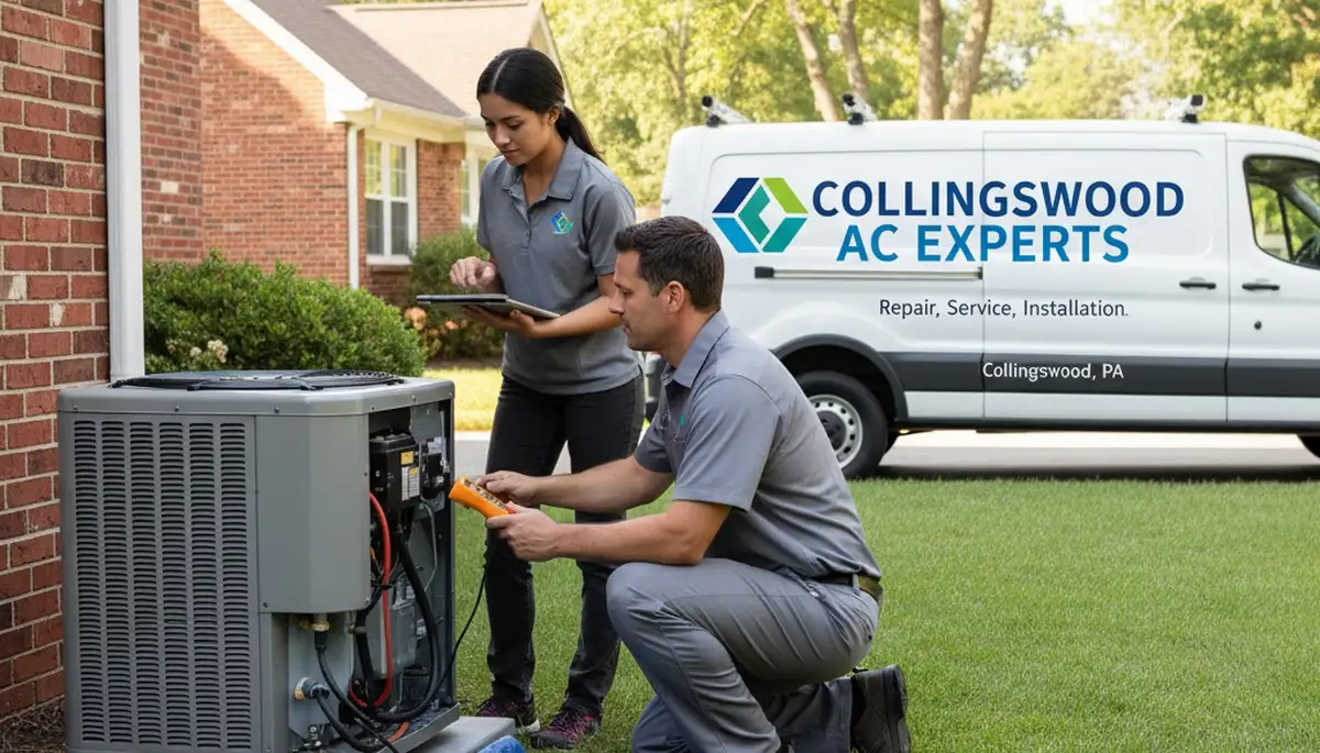 HVAC technician performing residential AC repair service in Philadelphia PA