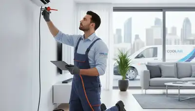 Technician fixing residential air conditioner unit in Philadelphia, PA for Five Star Cooling repair service