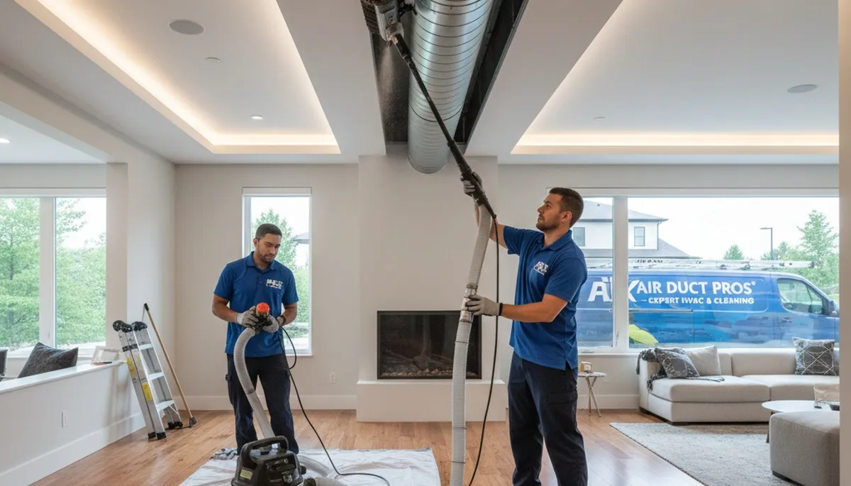 Technician cleaning air ducts for residential HVAC system in Philadelphia, PA