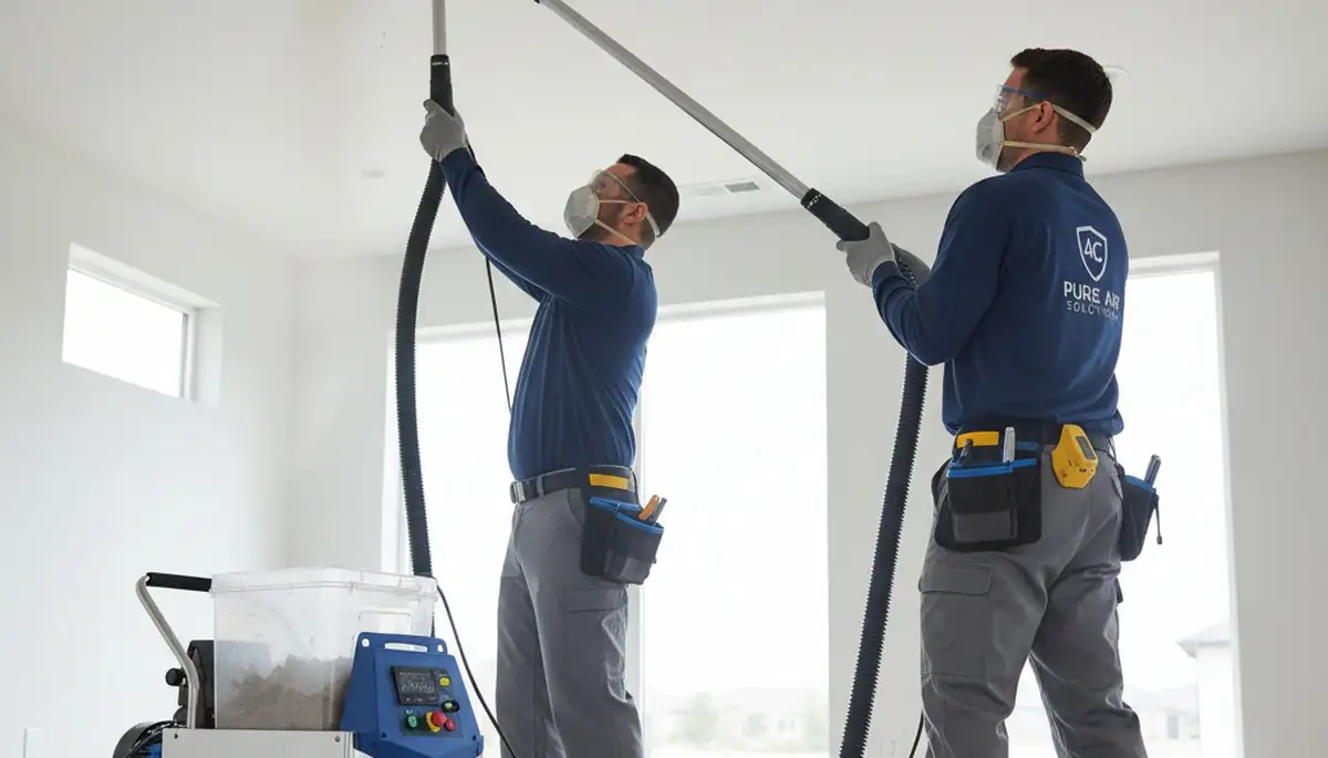 Technician performing air duct cleaning for HVAC system in Philadelphia PA home
