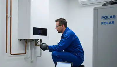 Technician performing boiler repair service in Philadelphia, PA for Five Star Cooling