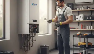 Technician performing boiler repair service in Philadelphia, PA for Five Star Cooling