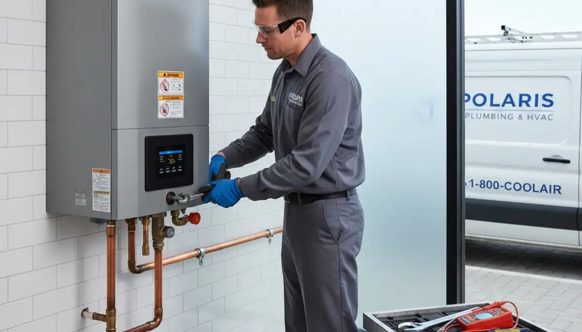 Technician performing boiler repair service in Philadelphia, PA for Five Star Cooling