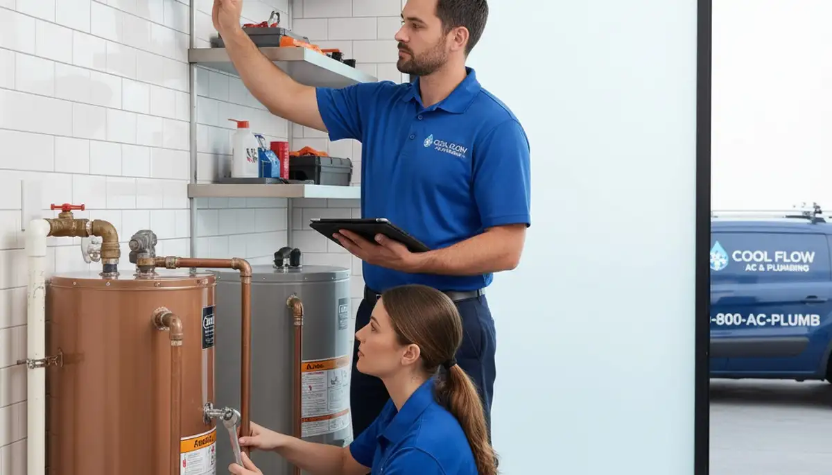 Technician repairing residential plumbing system in Philadelphia, PA for Five Star Cooling services